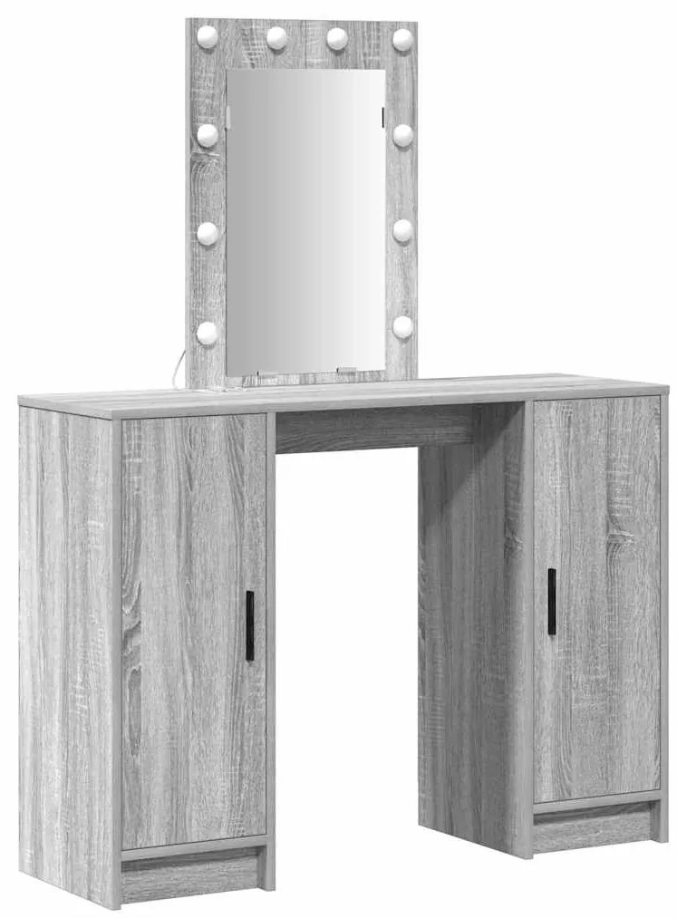 mesa de maquilhagem vidaXL com luzes LED cinzento sonoma 102x33x135 cm