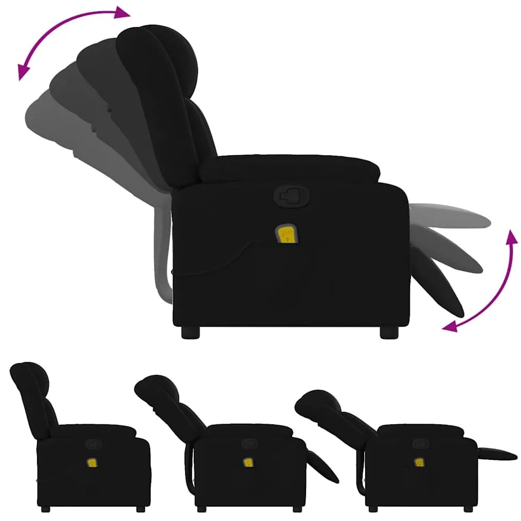 Poltrona de massagens reclinável tecido preto