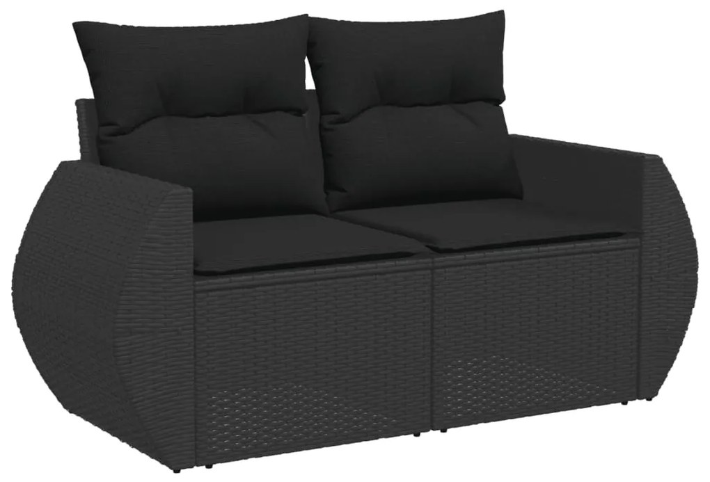 4 pcs conjunto de sofás para jardim c/ almofadões vime PE preto