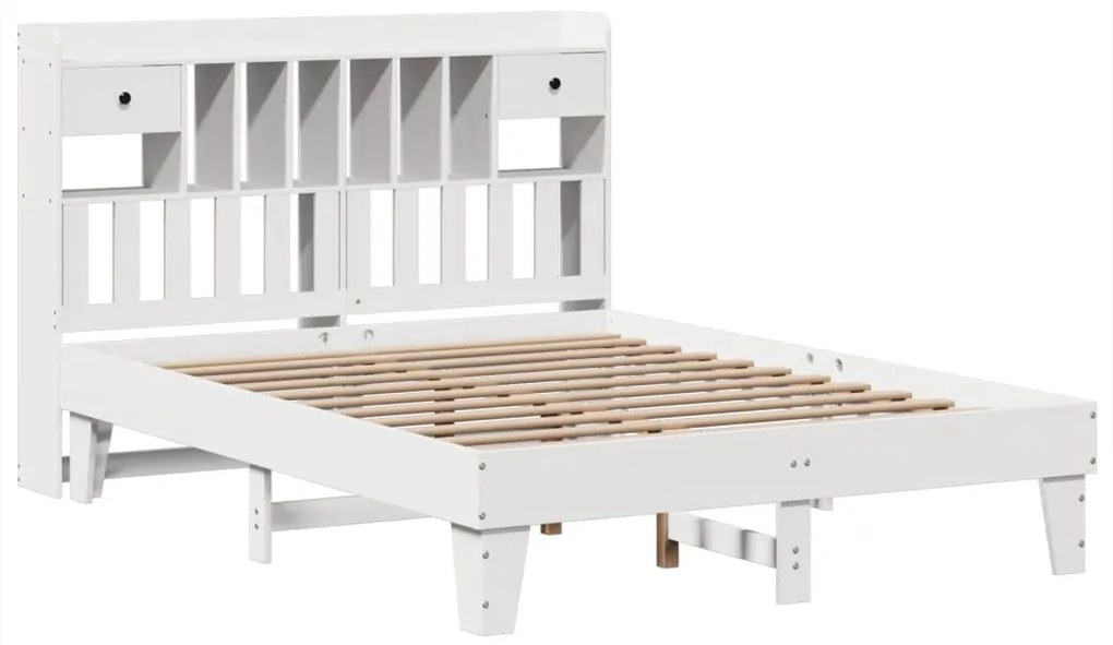 Cama sem colchão 140x190 cm madeira de pinho maciça branco