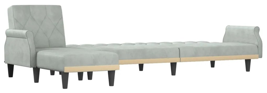 Sofá-cama em forma de L 271x140x70 cm veludo cinzento-claro