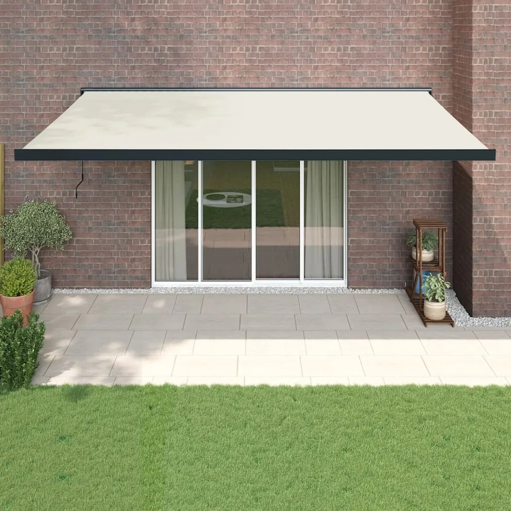vidaXL Toldo retrátil 5x3 m tecido e alumínio cor creme