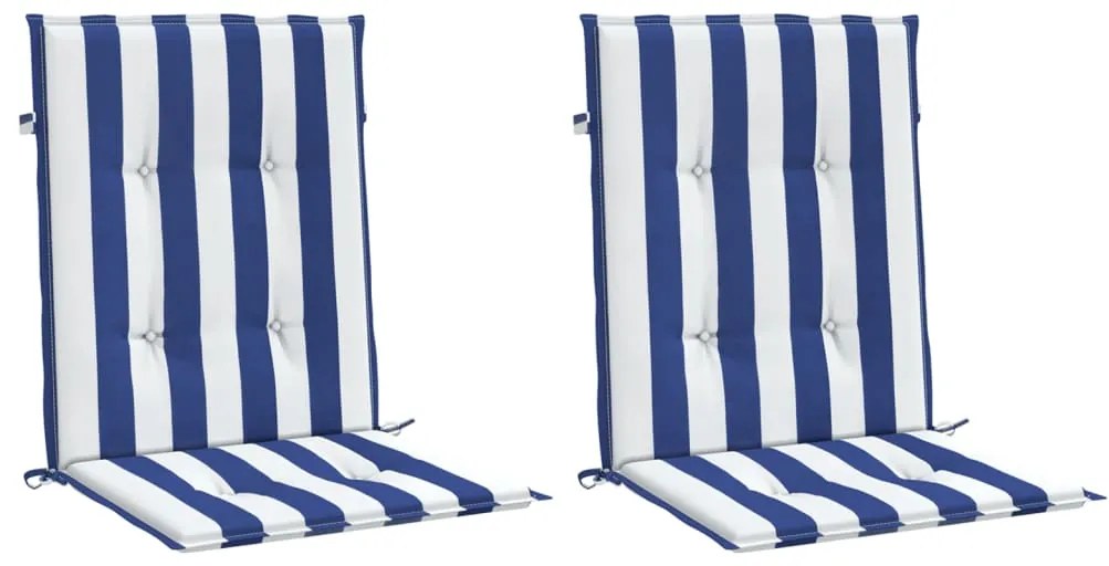 Almofadões cadeira encosto baixo 2pcs tecido riscas azul/branco