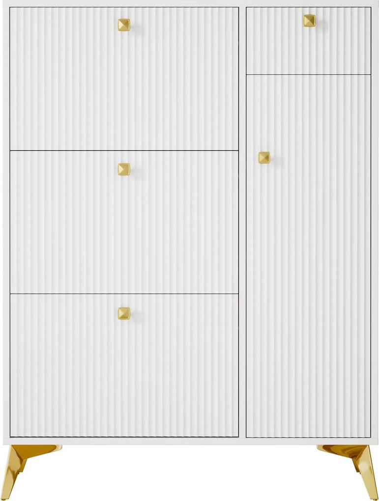 Sapateira com 3 portas basculantes, Branco | AOSOM Portugal