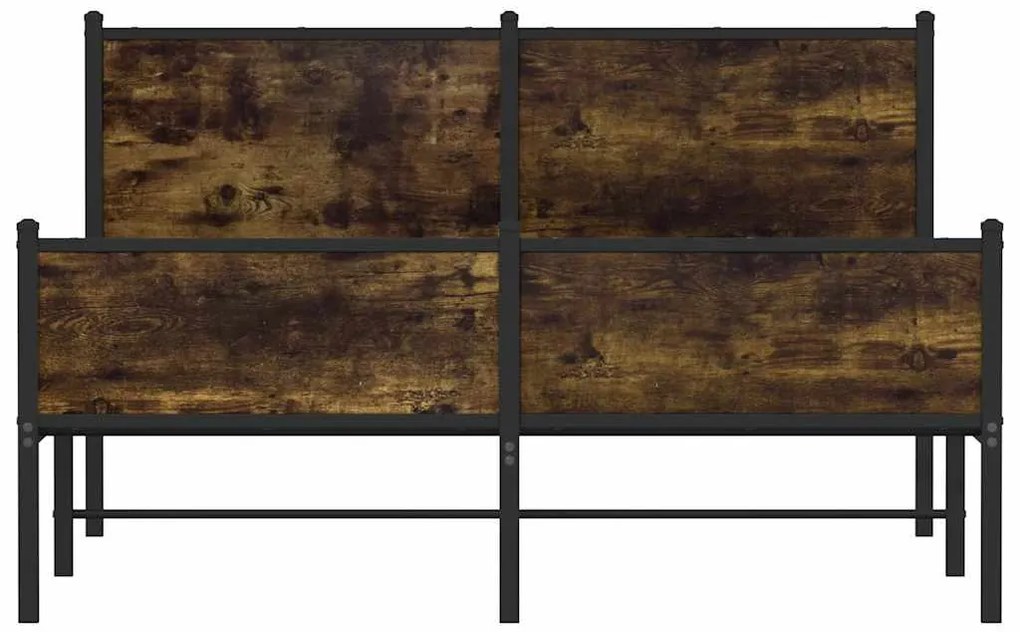 Estrutura de cama sem colchão 140x200 cm metal carvalho fumado