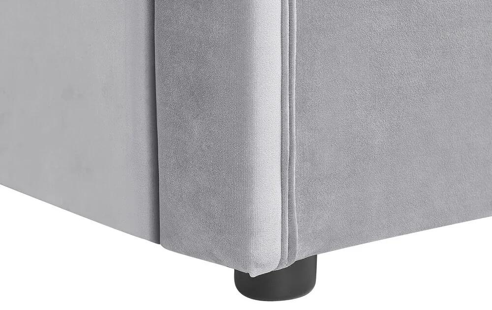 Cama dupla em veludo cinzento claro 90 x 200 cm MONTARGIS Beliani