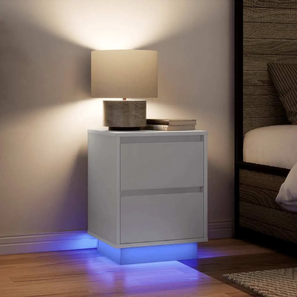Armário de cabeceira com luzes LED branco 38x34x50 cm