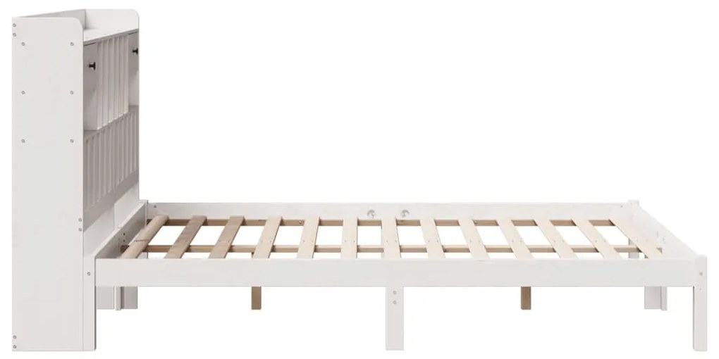 Cama com estante sem colchão 140x190 cm pinho maciço branco