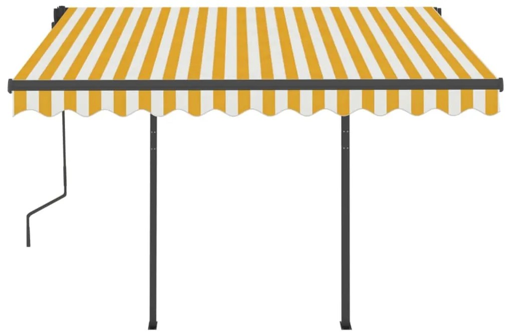 Toldo retrátil manual com LED 3x2,5 m amarelo e branco