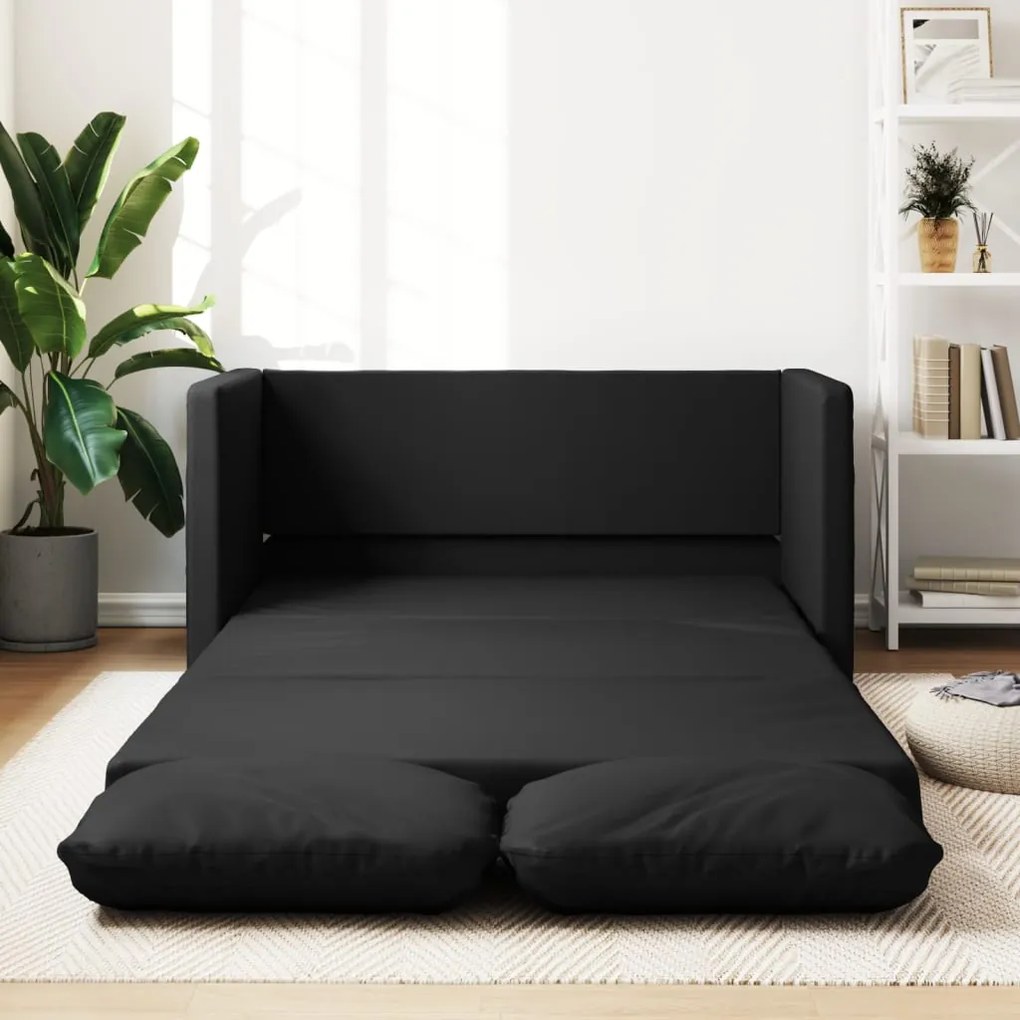 vidaXL Sofá-cama sem pés 112x174x55 cm couro artificial preto