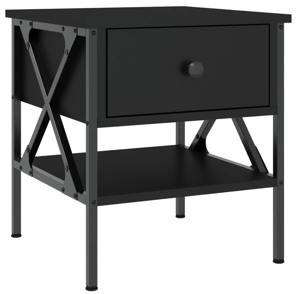 Mesas de cabeceira 2 pcs 40x42x45 cm derivados de madeira preto