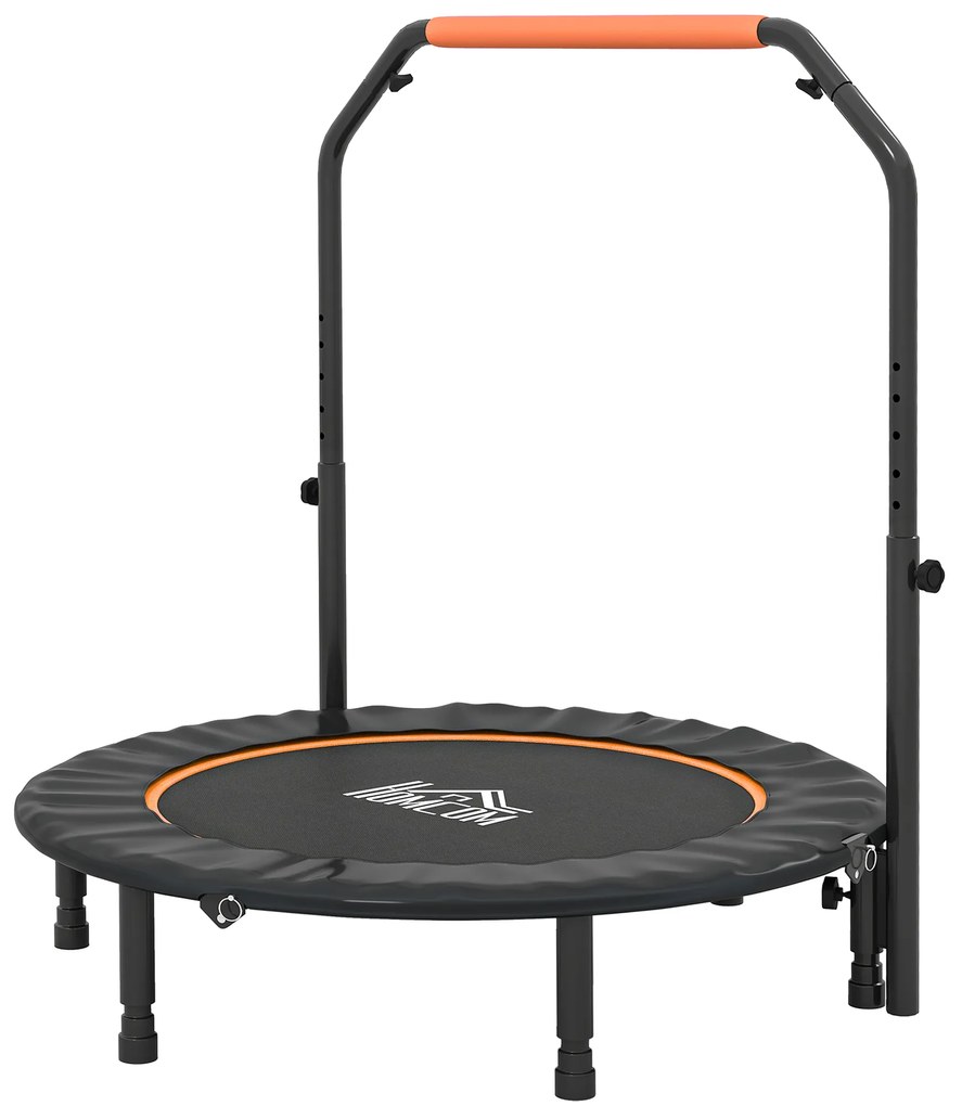 Trampolim Fitness Ø114 Trampolim Dobrável com Pega Ajustável em 4 Níveis Estrutura de Aço Preto e Laranja