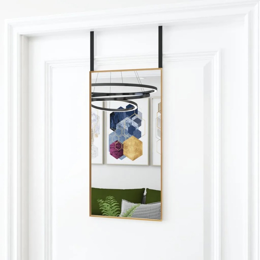 vidaXL Espelho para porta 30x60 cm vidro e alumínio dourado
