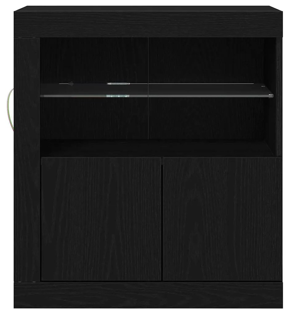 Sideboard vidaXL com luzes LED Carvalho Preto 60,5x37x67 cm