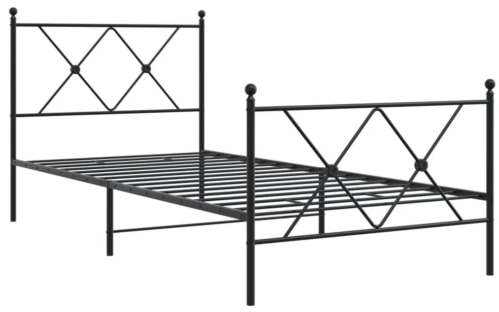 Estrutura de cama com cabeceira e pés 90x190 cm metal preto