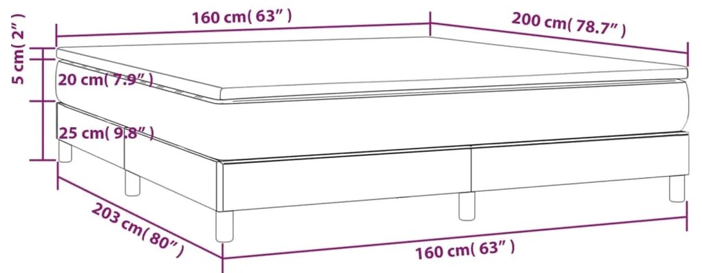 Cama com molas/colchão 160x200 cm tecido preto