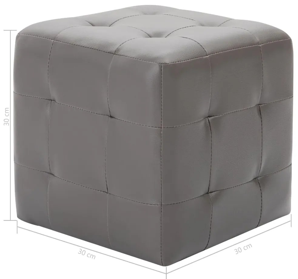 Pufe 2 pcs 30x30x30 cm couro artificial cinzento