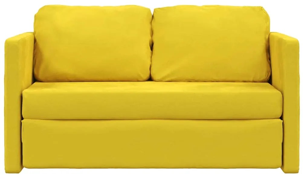 Sofá-cama sem pés 122x204x55 cm veludo amarelo-escuro