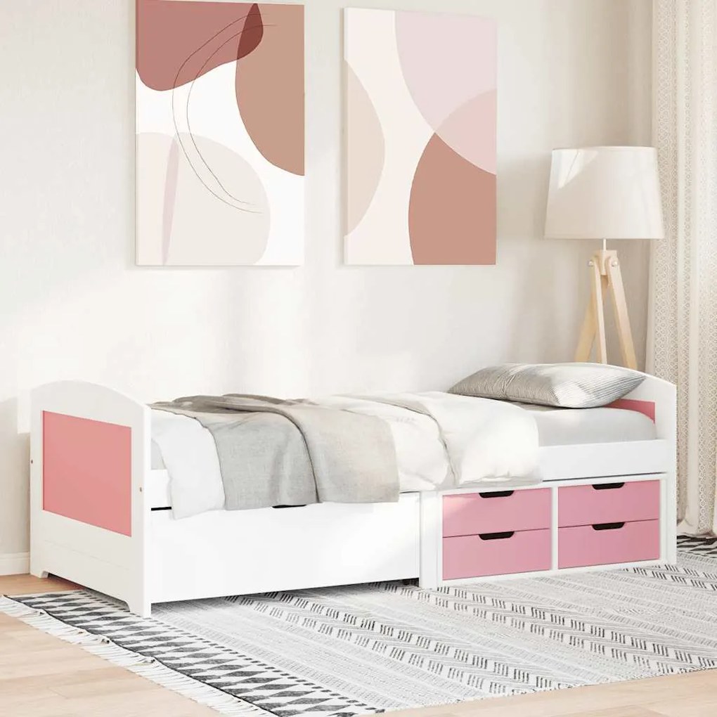 Sofá-cama com 5 gavetas sem colchão 90x200 cm IRUN branco&rosa