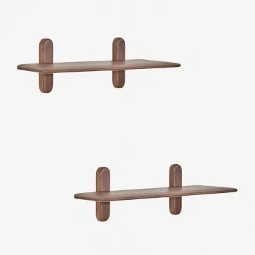 Pack De 2 Prateleiras De Parede Em Madeira Veleta ↔︎ 80 Cm & Castanho-acácia Escuro - Sklum