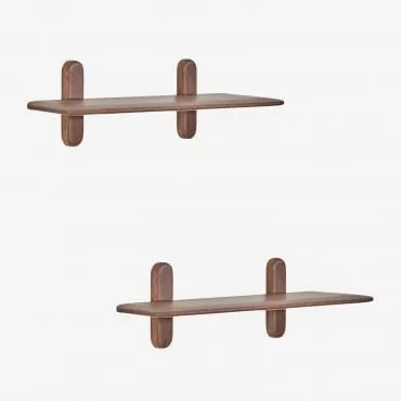 Pack De 2 Prateleiras De Parede Em Madeira Veleta Castanho-acácia Escuro & ↔︎ 80 Cm - Sklum