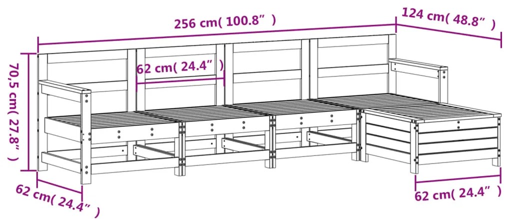 5 pcs conjunto de sofás para jardim madeira de pinho impregnada