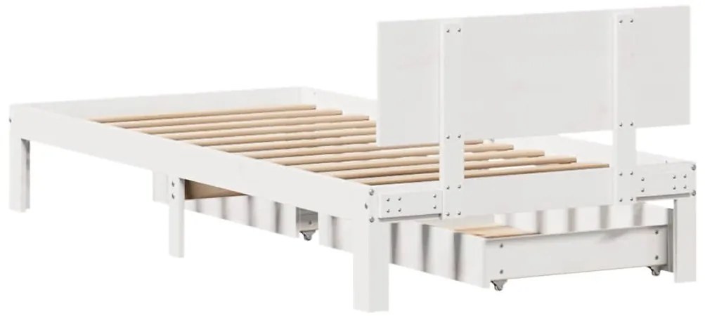Estrutura de cama com gavetas 90x190 cm pinho maciço branco