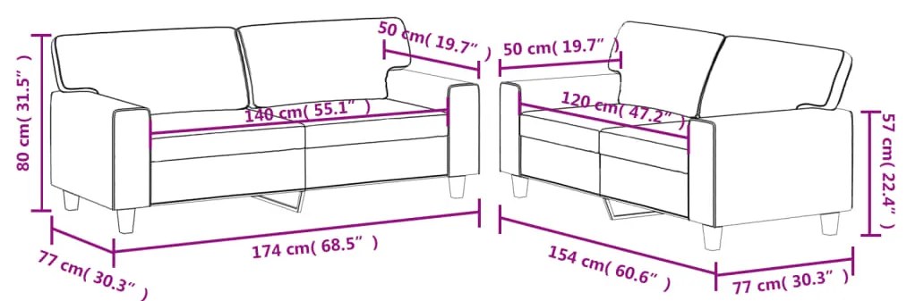 2 pcs conjunto de sofás couro artificial cor cappuccino