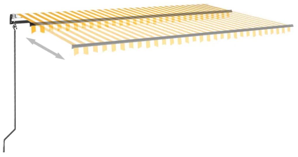 Toldo autom. LED e sensor de vento 500x350 cm amarelo/branco
