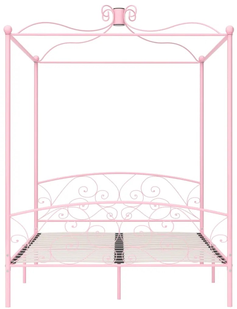 Estrutura de cama com dossel 160x200 cm metal rosa