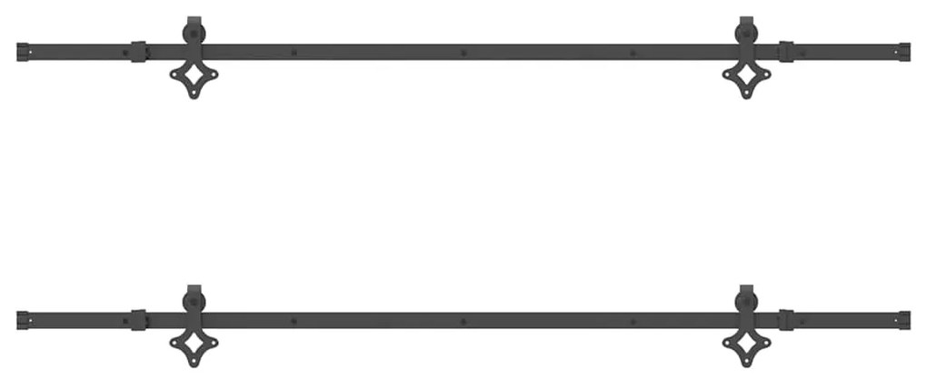 Kit de ferragens para porta deslizante 213,5 cm aço preto