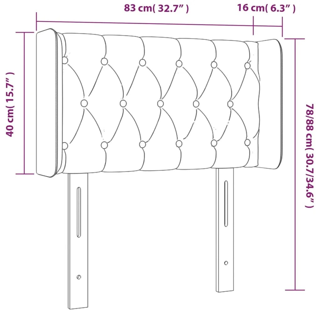 Cabeceira de cama c/ abas tecido 83x16x78/88 cm cinzento-claro