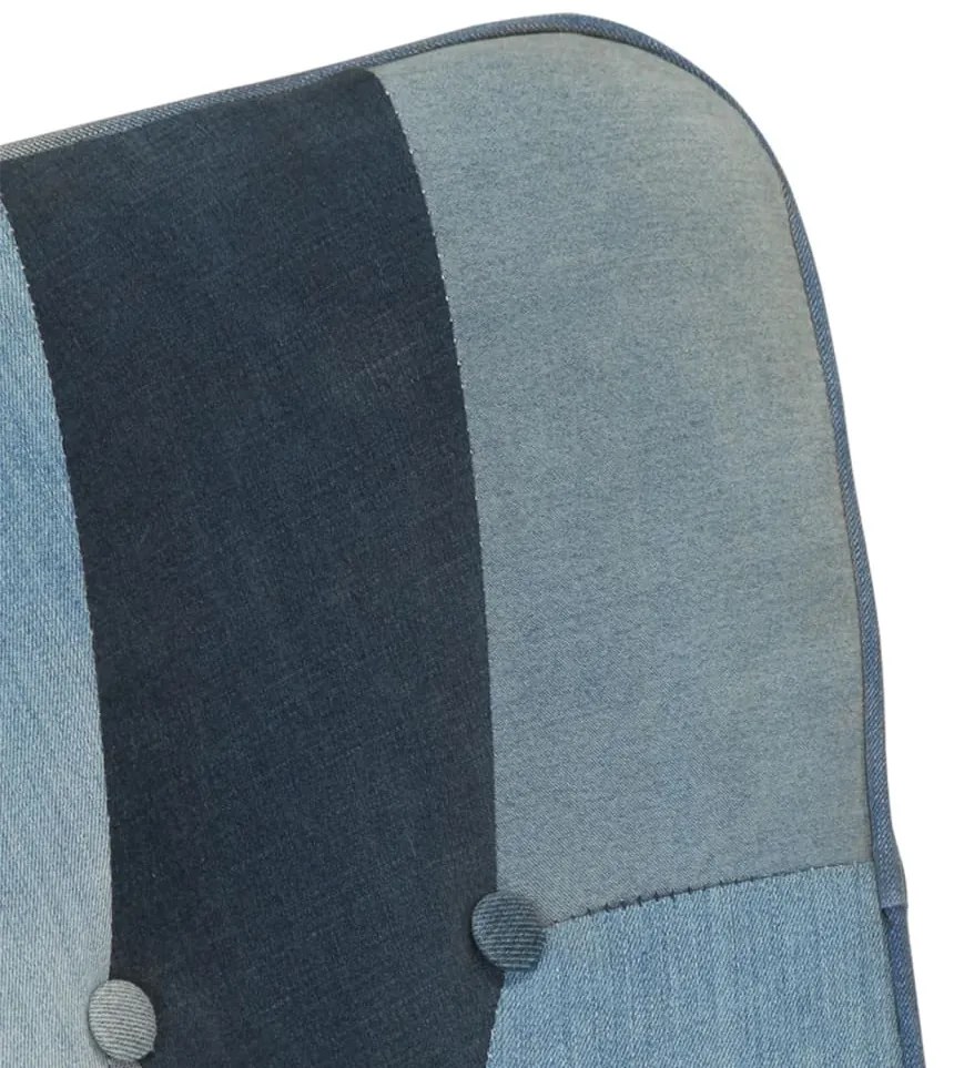 Cadeira de baloiço remendos lona azul denim