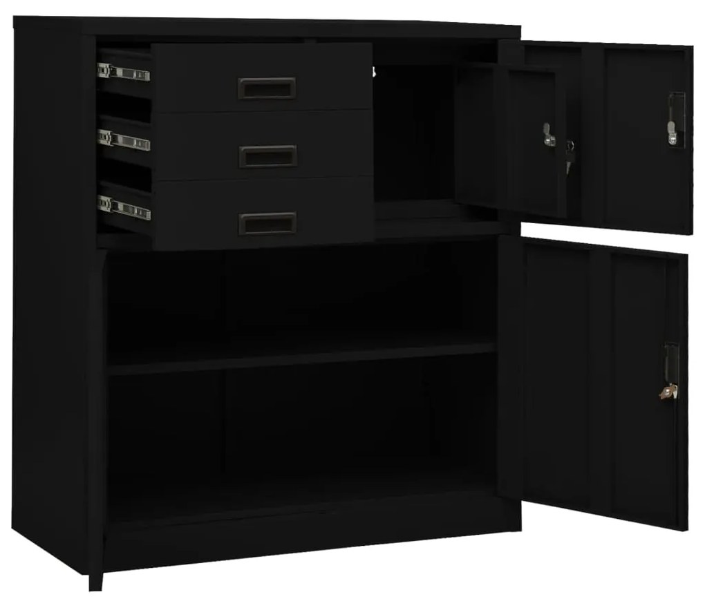 Armário de escritório 90x40x102 cm aço preto