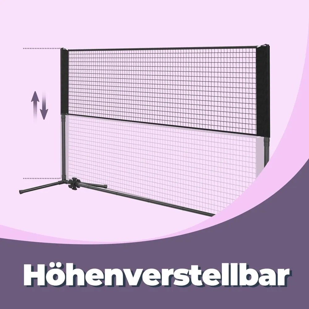 Rede de badminton ou voleibol de 400 cm, ajustável em altura preta