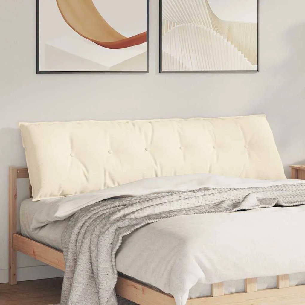 vidaXL Travesseiro para Costas Creme 180 x 50 cm