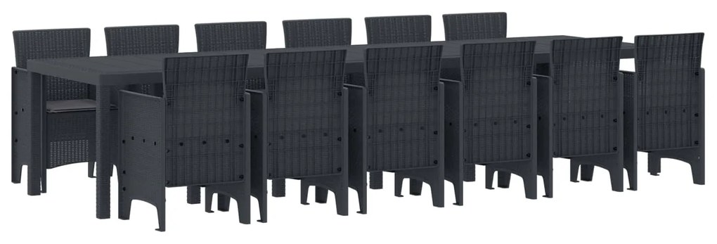 vidaXL Conjunto de Jantar para Jardim 13 pcs Antracite Rattan Polt