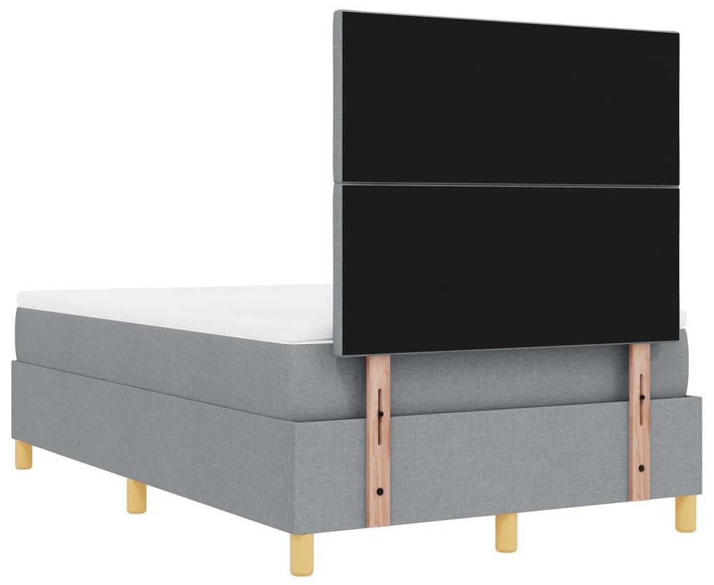Cama Box Spring com Colchão e Banco Cinza Claro 120x200 cm Tecido