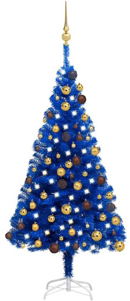 Árvore Natal artificial pré-iluminada c/ bolas 120cm PVC azul