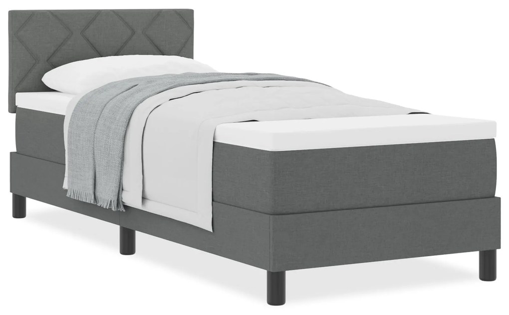 Cama Box com Colchão Cinza Escuro 80x200 cm Tecido