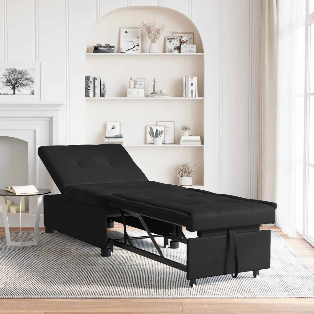 vidaXL Sofá-Cama Preto 194 x 67 x 82 cm Microfibra