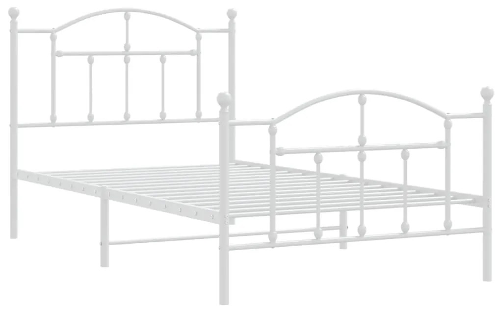 Estrutura de cama com cabeceira e pés 100x190 cm metal branco