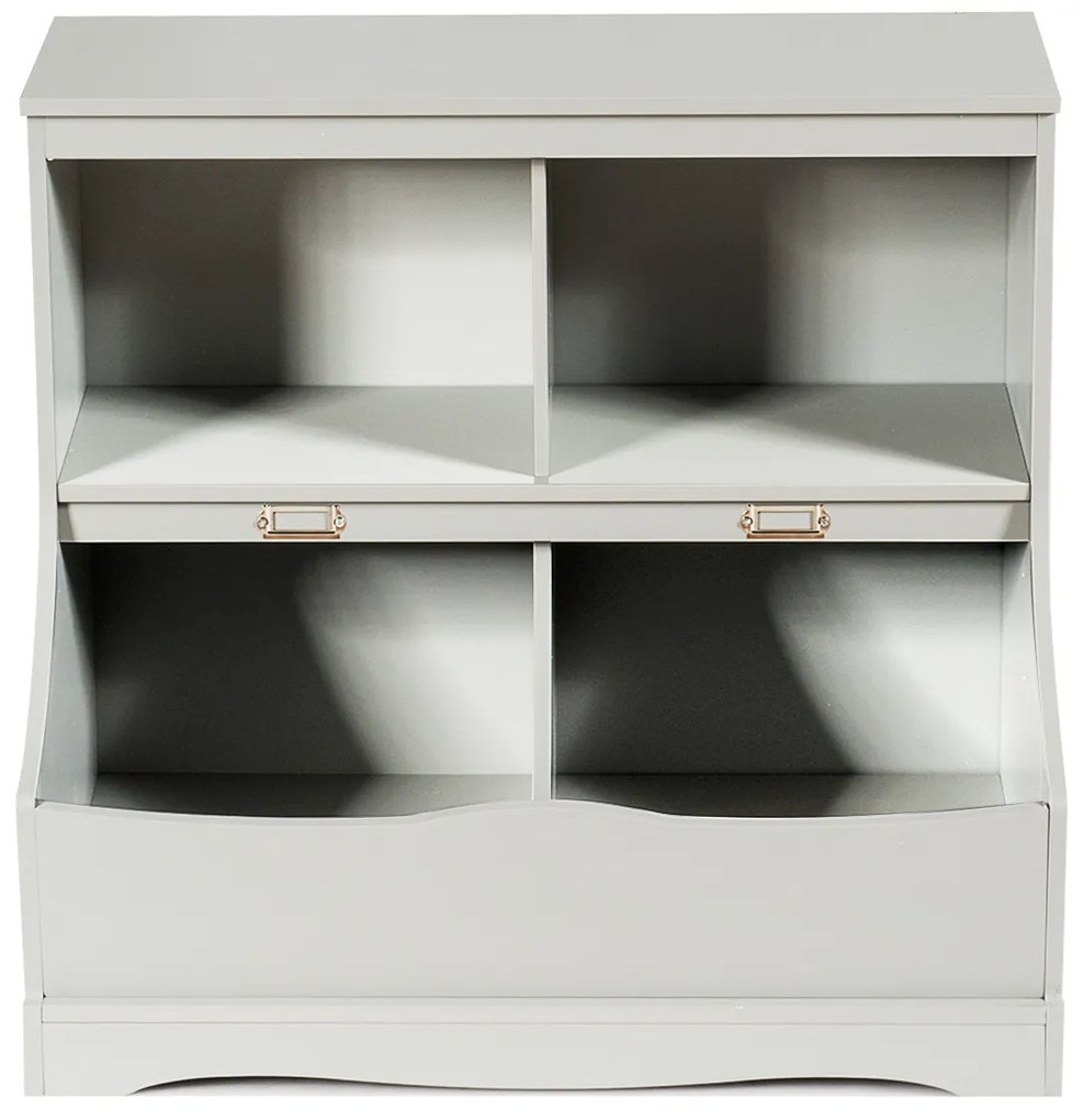 Organizador de brinquedos para crianças com compartimentos Prateleira de armazenamento multiuso 67 x 40 x 62 cm cinza