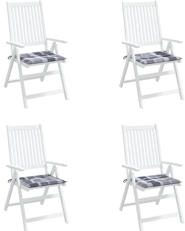 Almofadões cadeiras jardim 4pcs tecido oxford xadrez cinzento