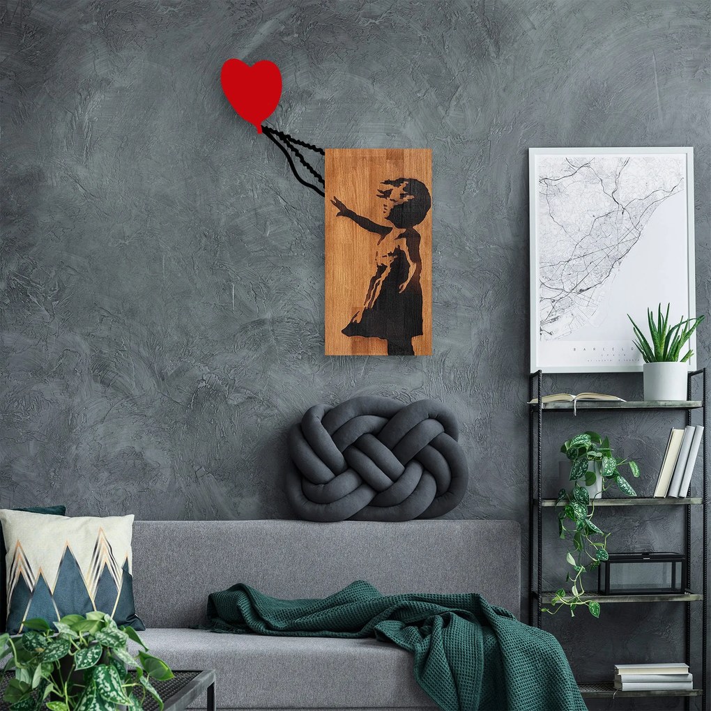 Acessório Decorativo de Parede Ma-366 – Nogueira e Preto – 83 x 60 cm