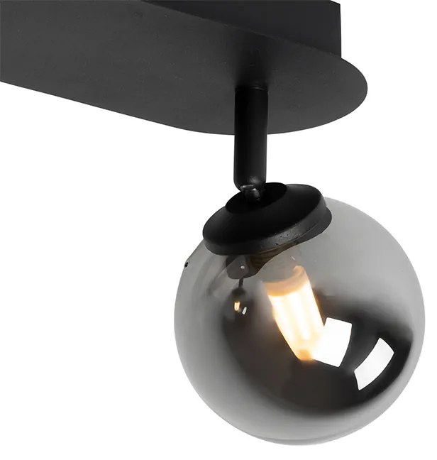 Foco moderno preto com vidro fumê 2 luzes - Athens