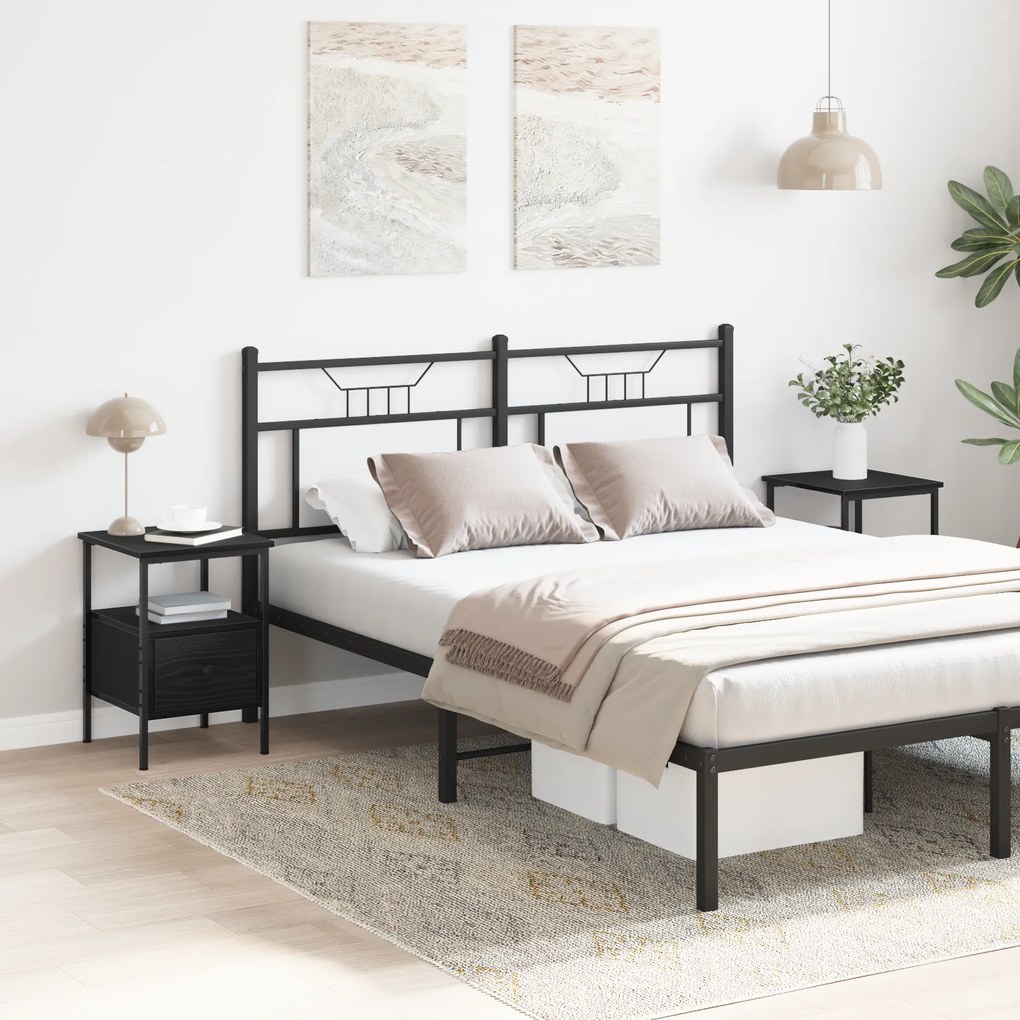 vidaXL Armários de Cabeceira 2 pcs Carvalho Preto 34x36x50 cm Madeira Engenheirada