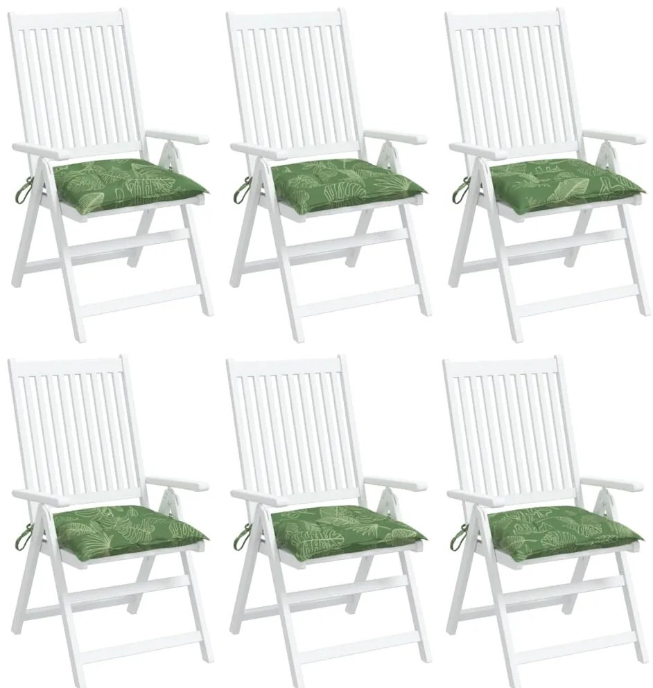 Almofadões para cadeira 6 pcs 40x40x7 cm tecido padrão folhas