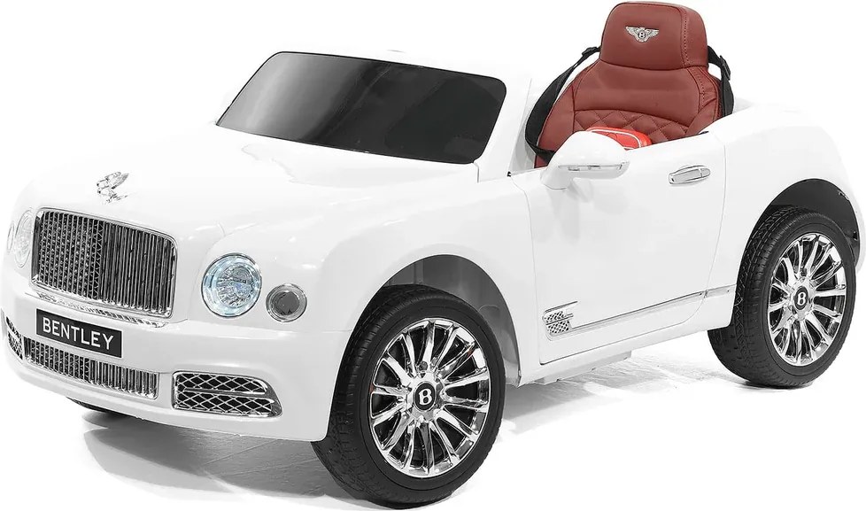 Carro elétrico para crianças até aos 5 anos Bentley Mulsanne 12V, pneus de borracha EVA, controlo remoto Branco