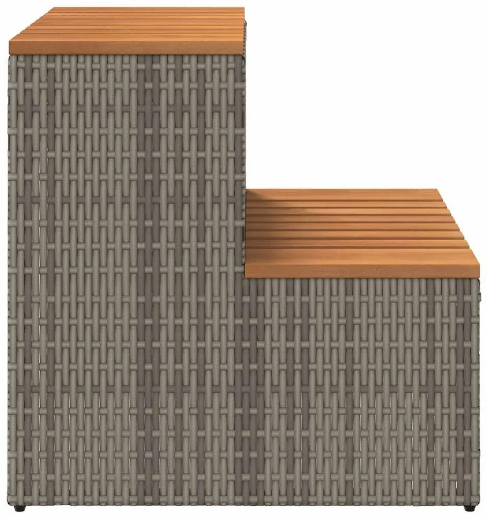 Degrau p/ hidromassagem 50x50x50,5 cm PE e acácia maciça cinza